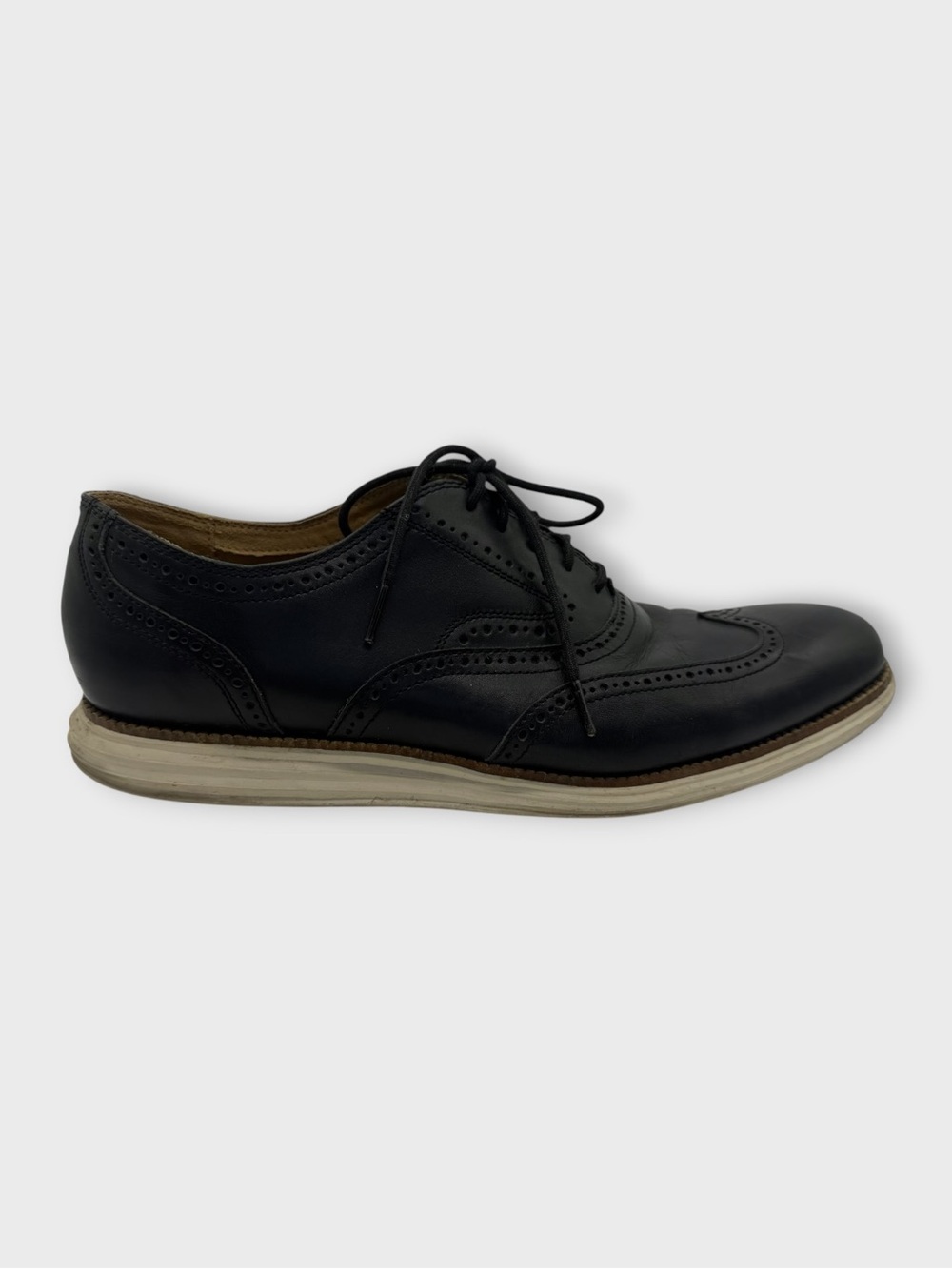 Cole Haan OriginalGrand Black Leather Wingtip Oxfords Size 13 Good Condition